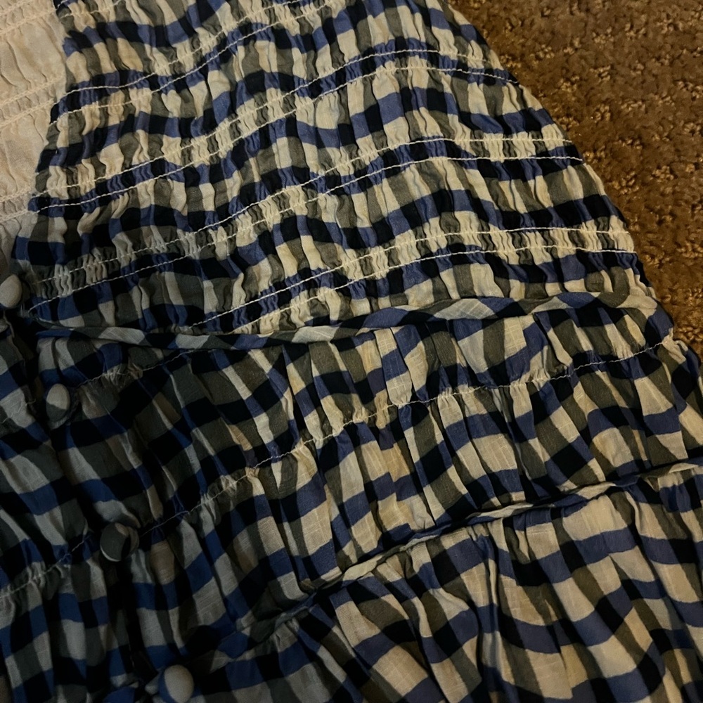Anthropologie The Peregrine Midi Dress Gingham Blue - Picture 6 of 7